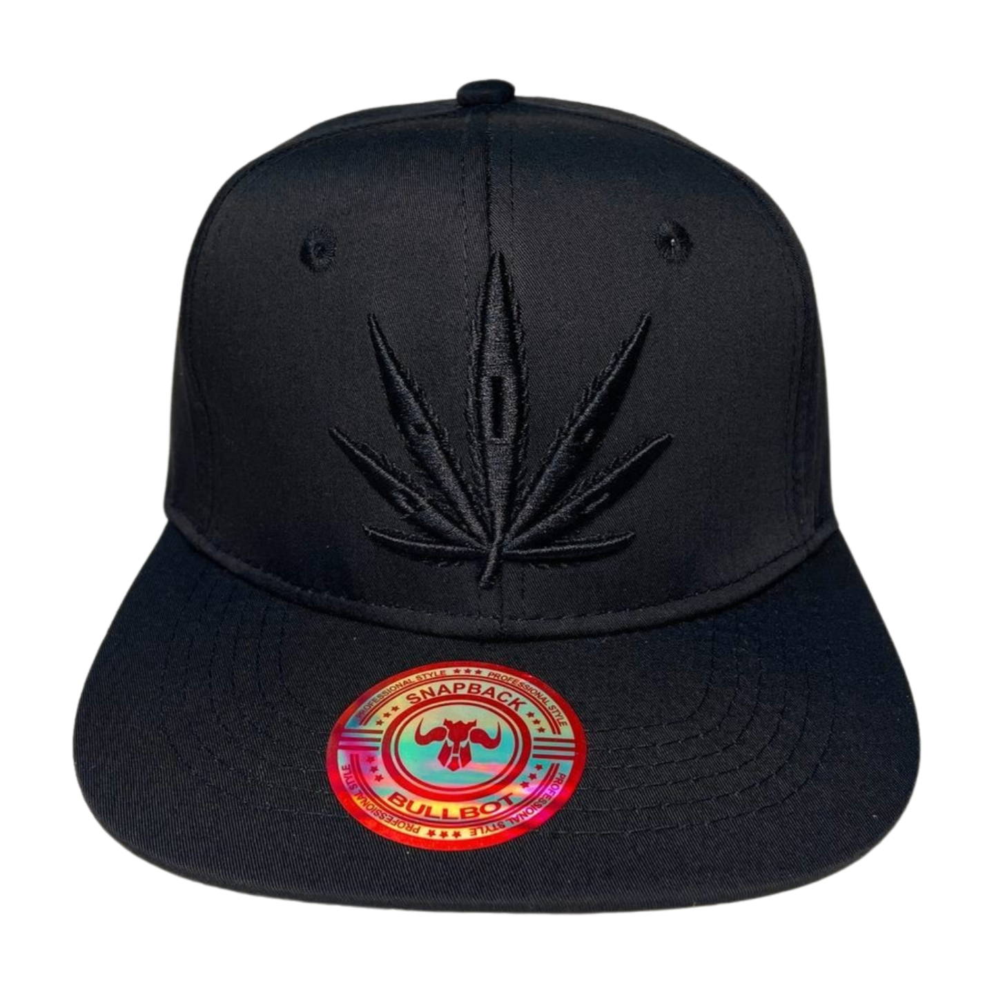 HP LEAVE Marijuana Embroidery Flat Bill Snapback - BLACK/BLACK-BLK - Burzip Wholesale