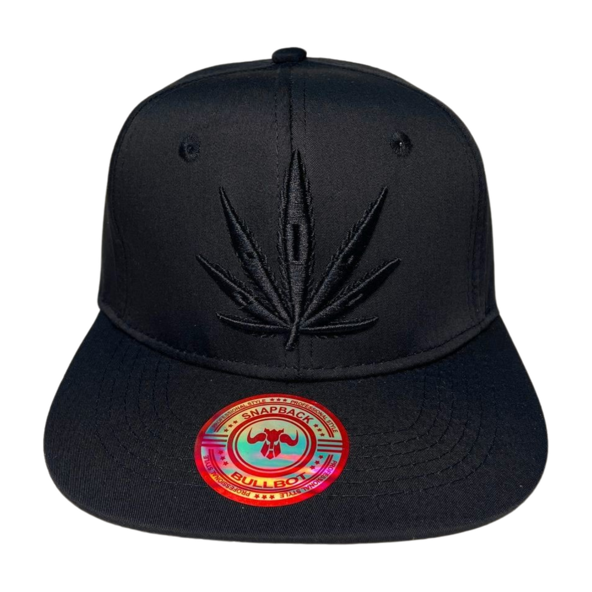 HP LEAVE Marijuana Embroidery Flat Bill Snapback - BLACK/BLACK-BLK - Burzip Wholesale