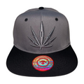HP LEAVE Marijuana Embroidery Flat Bill Snapback - GREY/BLACK-GREY - Burzip Wholesale