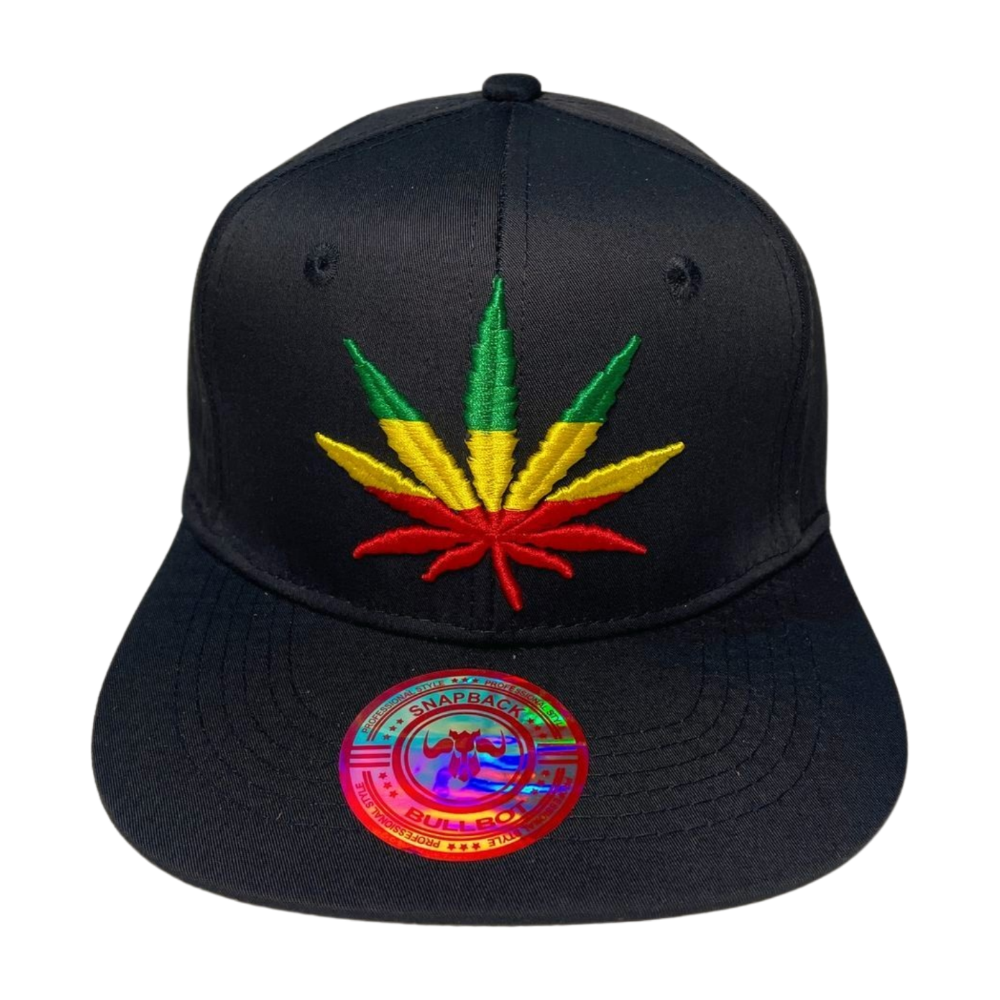 HP LEAVE Marijuana Embroidery Flat Bill Snapback - BLACK/BLACK-MULTI - Burzip Wholesale