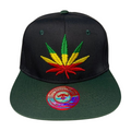 HP LEAVE Marijuana Embroidery Flat Bill Snapback - BLK/D.GREEN-MULTI - Burzip Wholesale