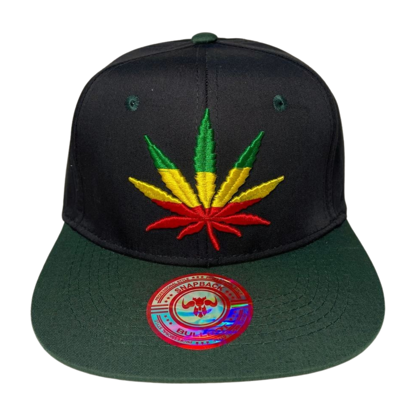 HP LEAVE Marijuana Embroidery Flat Bill Snapback - BLK/D.GREEN-MULTI - Burzip Wholesale