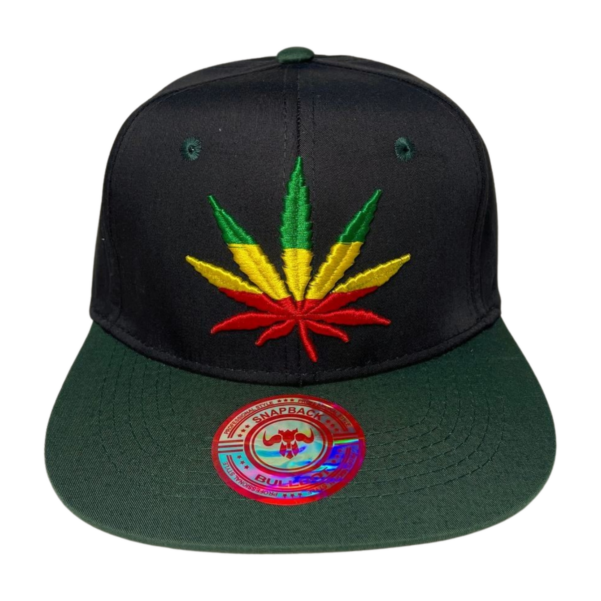 HP LEAVE Marijuana Embroidery Flat Bill Snapback - BLK/D.GREEN-MULTI - Burzip Wholesale
