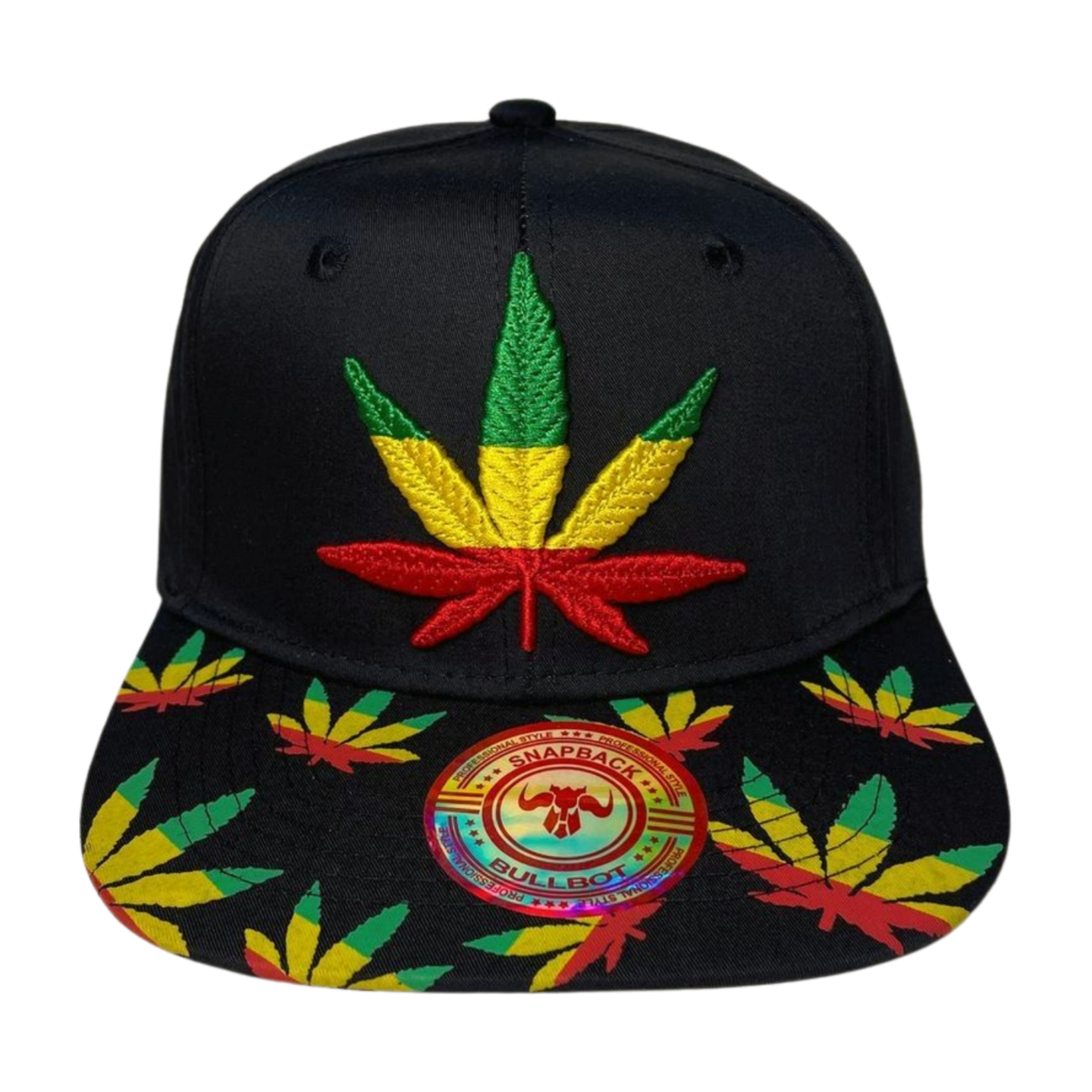 HP LEAVE Marijuana Embroidery Flat Bill Snapback - BLK/MULTI PRINT-MULTI - Burzip Wholesale