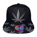 HP LEAVE Marijuana Embroidery Flat Bill Snapback - BLK/GREY PRINT-GREY - Burzip Wholesale