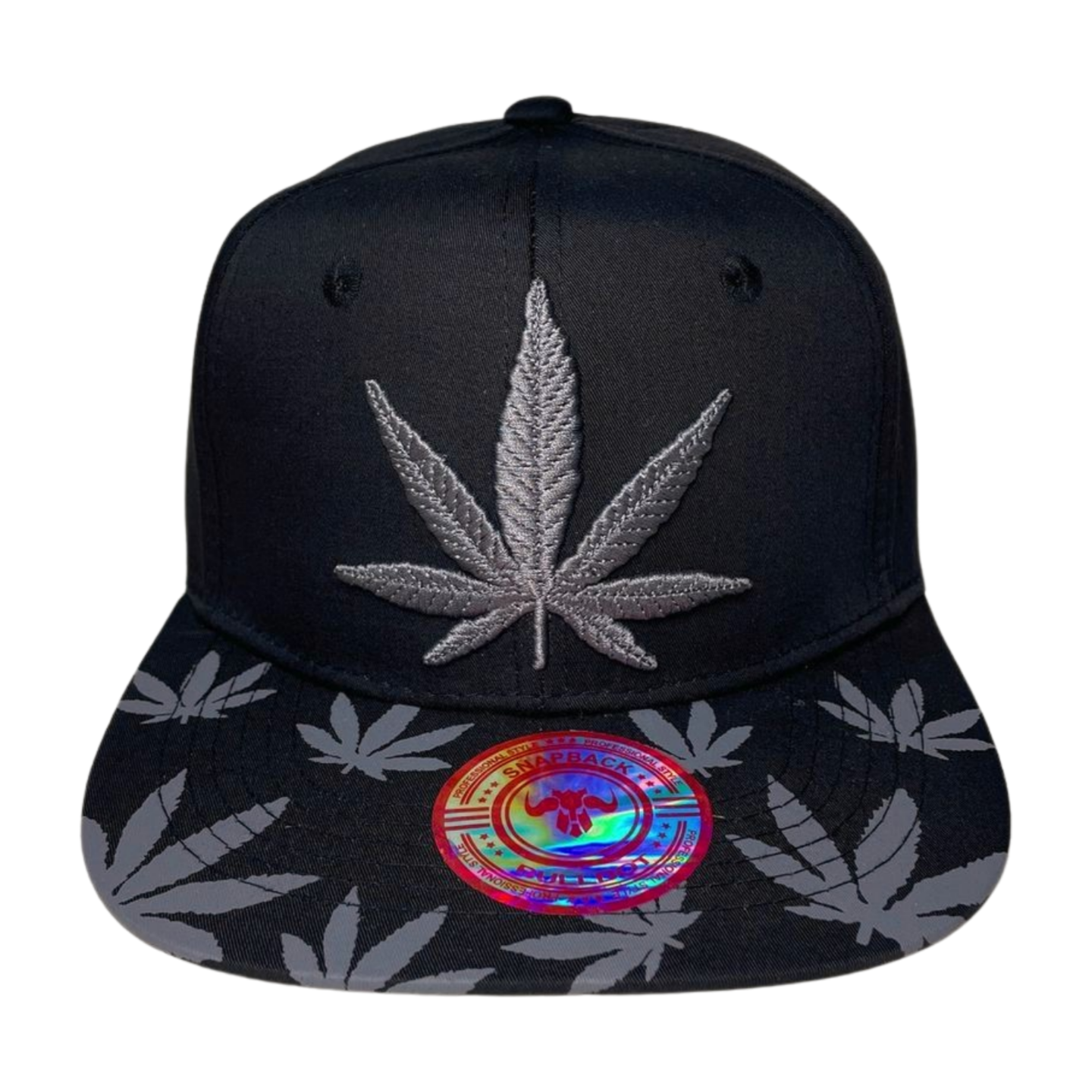 HP LEAVE Marijuana Embroidery Flat Bill Snapback - BLK/GREY PRINT-GREY - Burzip Wholesale