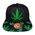 HP LEAVE Marijuana Embroidery Flat Bill Snapback - BLK/GREEN PRINT-GREEN - Burzip Wholesale