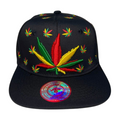 HP LEAVE Marijuana Embroidery Flat Bill Snapback - BLK MULTI/BLK-MULTI - Burzip Wholesale