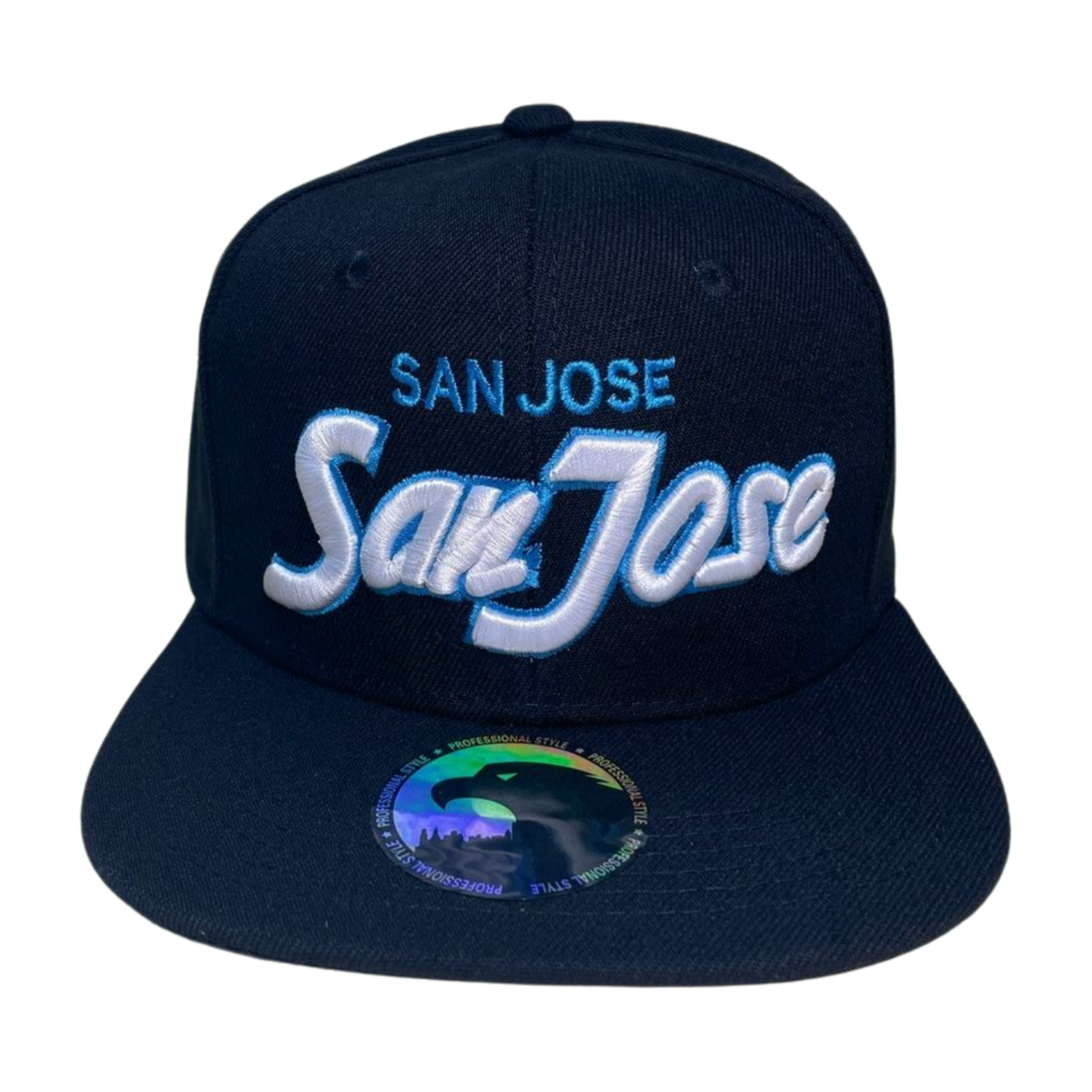HPF-PK6-SAN JOSE EMBROIDERY, FLATBILL SNAPBACK 6PCS/PACK - BLACK - Burzip Wholesale