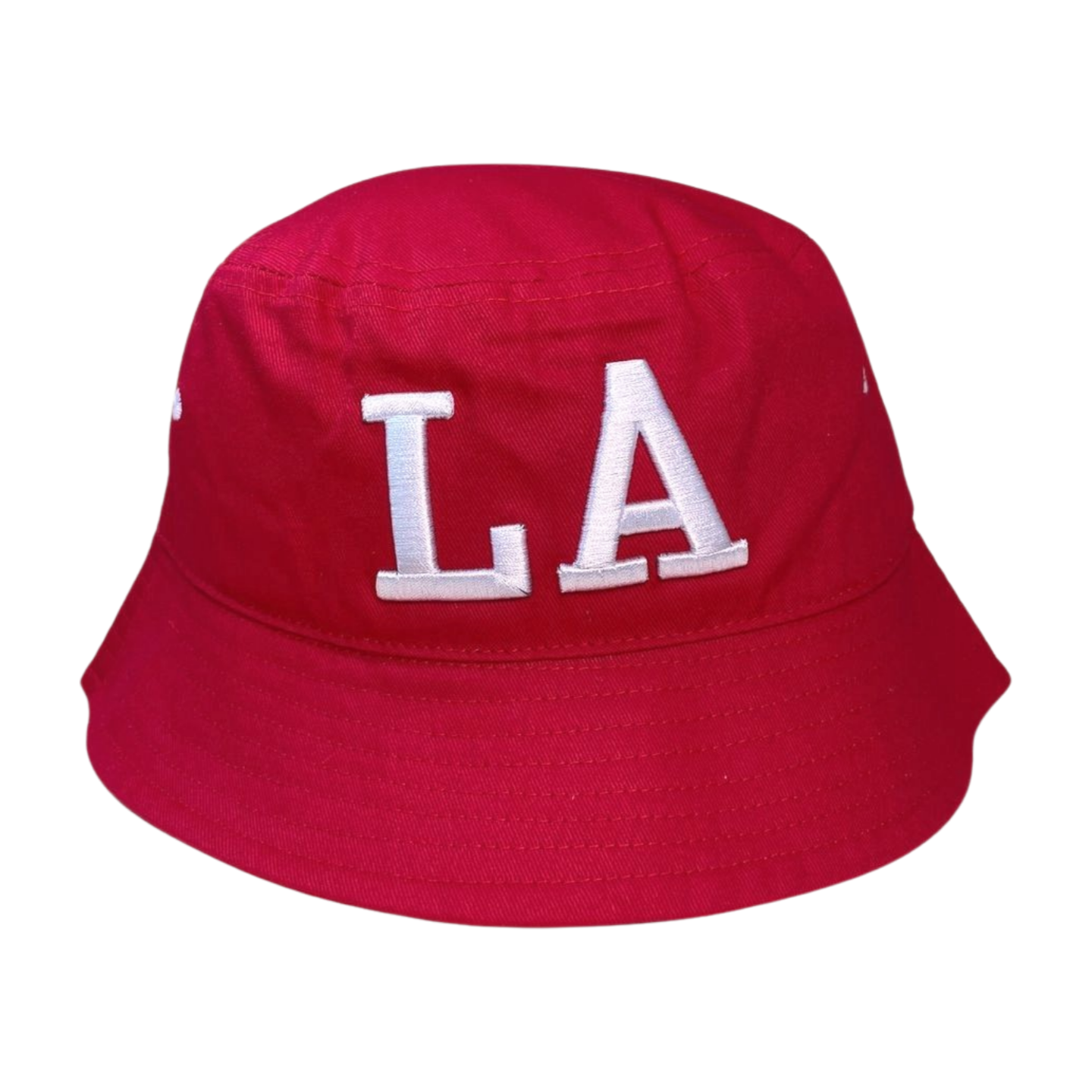 Bucket with College Font LA Embroidery Contrasted Thread Color - RED/WHT - Burzip Wholesale