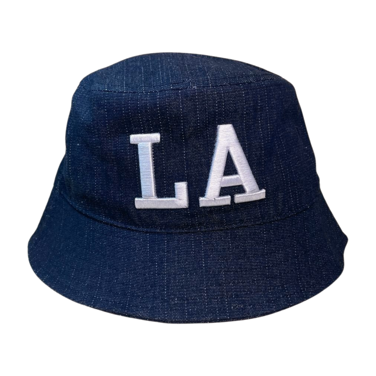 Bucket with College Font LA Embroidery Contrasted Thread Color - WHT/ROYAL - Burzip Wholesale