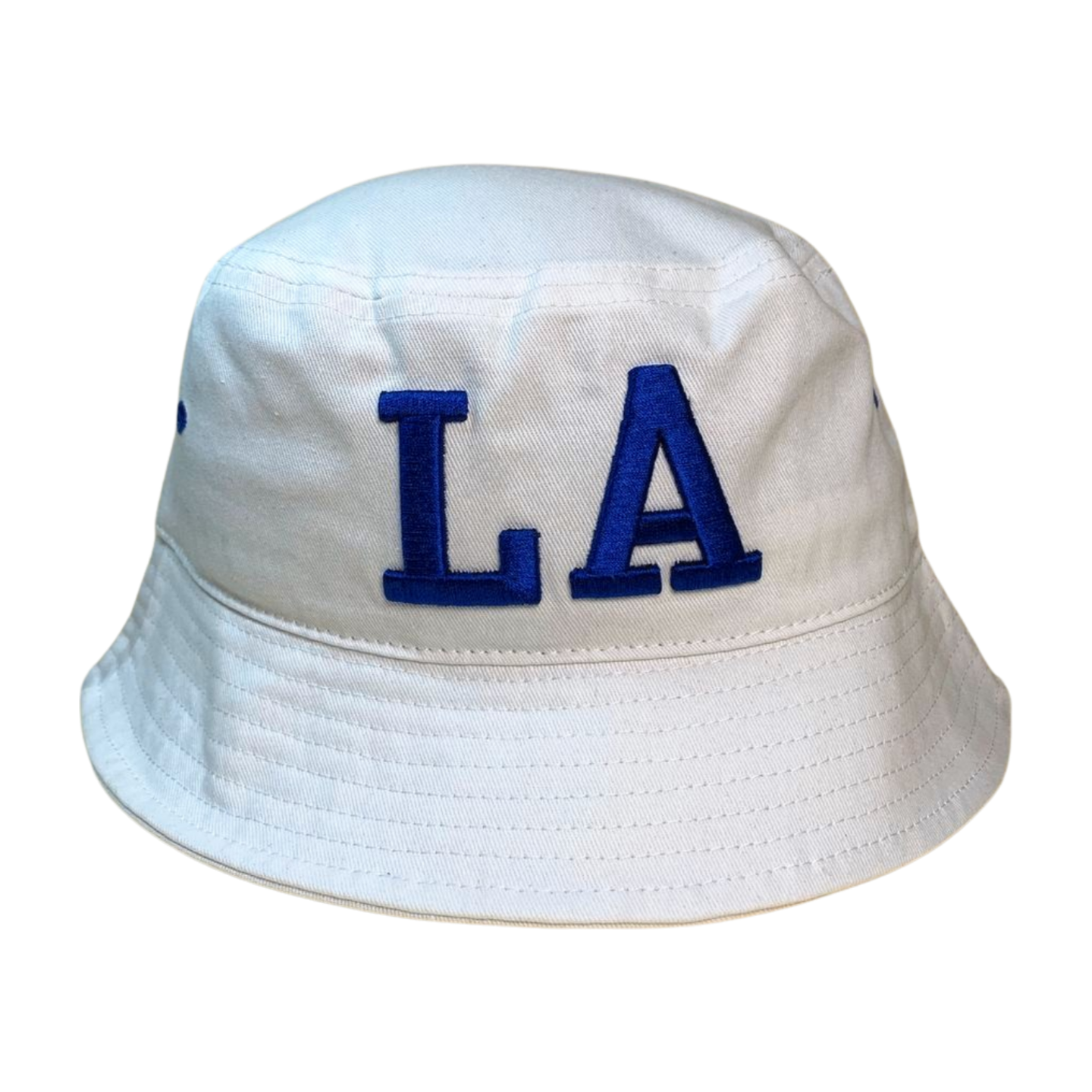 Bucket with College Font LA Embroidery Contrasted Thread Color - KHAKI/BLK - Burzip Wholesale