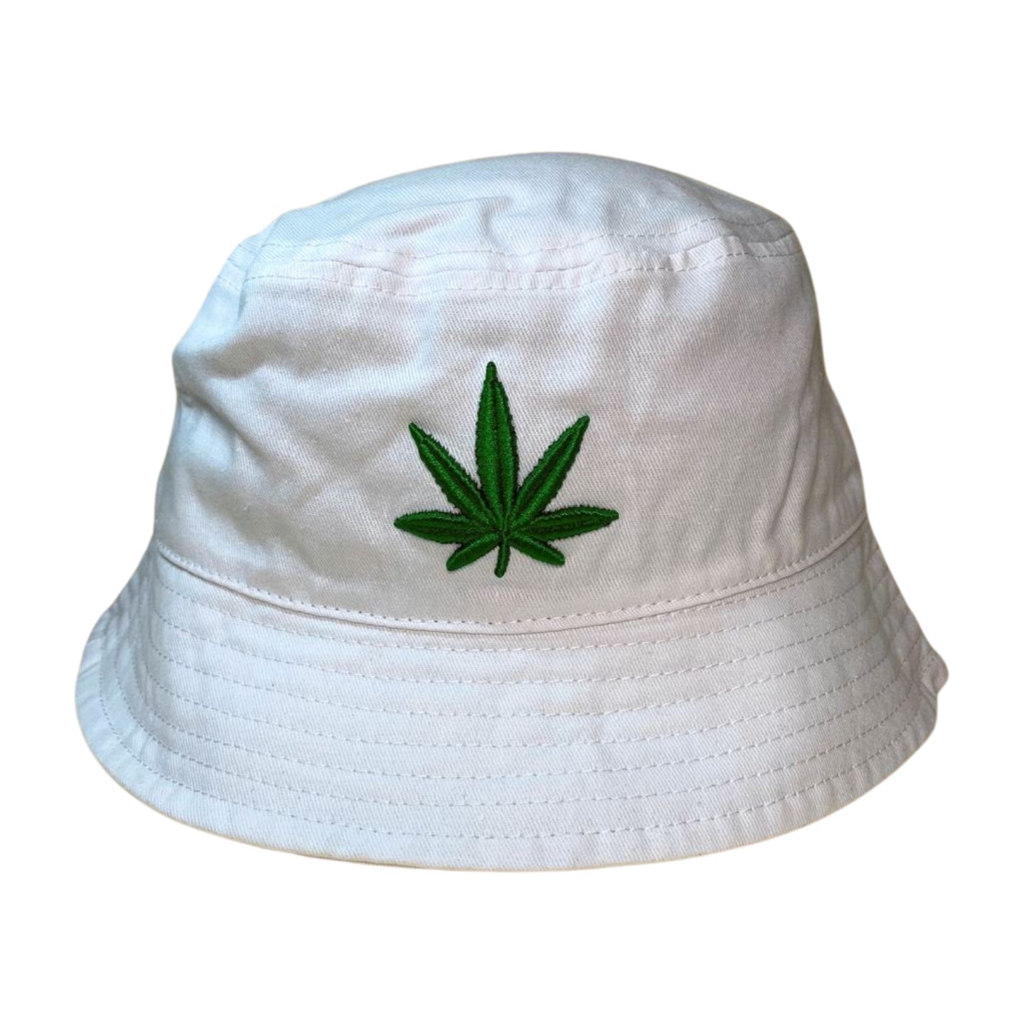 BUCKET WITH EMBROIDERY HBC-MARIJUANA LEAVE embbuc - WHITE6 - Burzip Wholesale