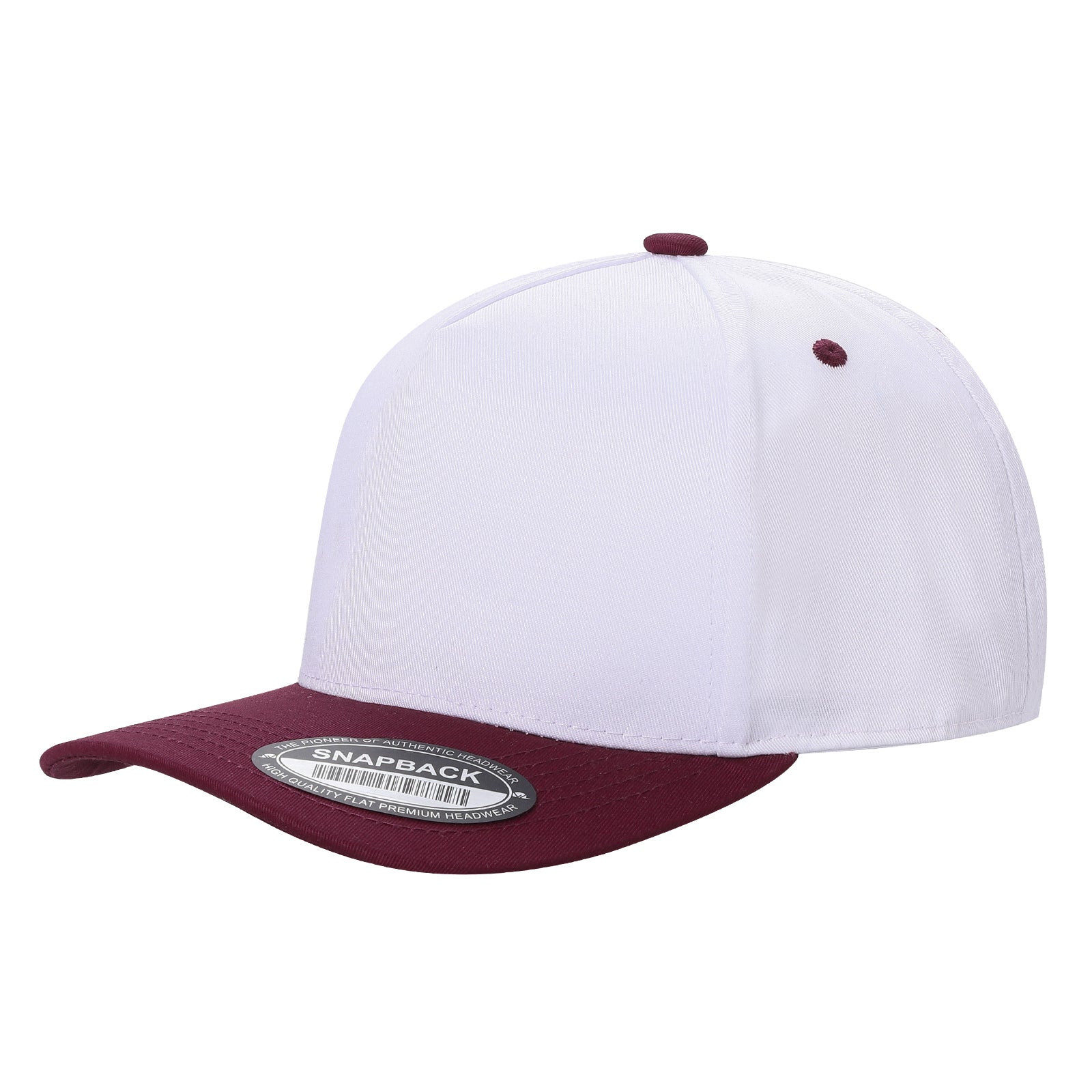 5panel Solid with Under Bill Colored Blank Caps Tcoa - WINE/GOLD - Burzip Wholesale