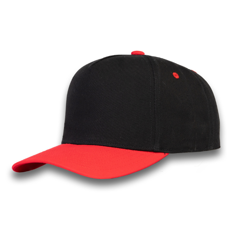 5 Panel Two Tone Structured Snapback Cap Tc - Black Red - Burzip Wholesale