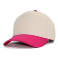 5 Panel Two Tone Structured Snapback Cap Tc - Cream Hot Pink Black - Burzip Wholesale