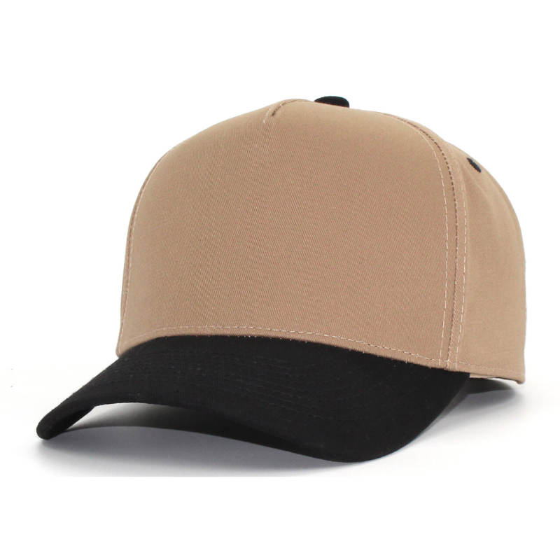 5 Panel Two Tone Structured Snapback Cap Tc - Khaki Black - Burzip Wholesale