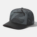 Dark Grey Camo / Black wholesale 5 panel camouflage blank adjustable cap for embroidery and custom printing