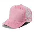 5 Panel Embroidered Side Logo Distressed Baseball Cap #5021 | Procap Wholesale - Pink - Burzip Wholesale