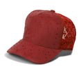 5 Panel Embroidered Side Logo Distressed Baseball Cap #5021 | Procap Wholesale - Red - Burzip Wholesale