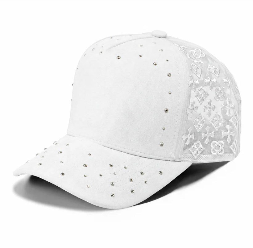5 Panel Embroidered Side Logo Distressed Baseball Cap #5021 | Procap Wholesale - White - Burzip Wholesale