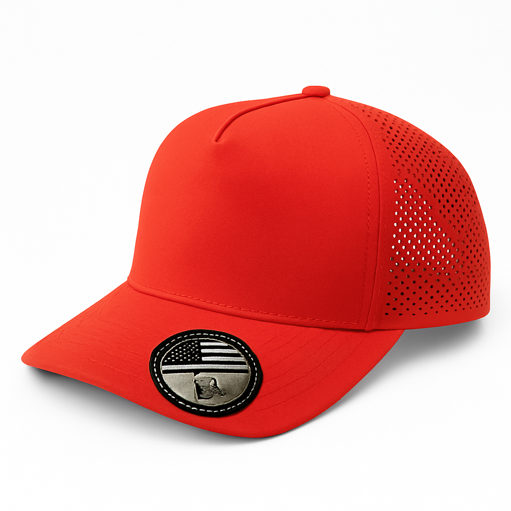 5 Panel Laser Perforated Cap Snapback #531L - Red - Burzip Wholesale