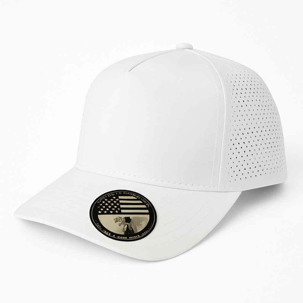 5 Panel Laser Perforated Cap Snapback #531L - White - Burzip Wholesale