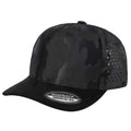 5panel Camo Crown W/ Laser Vented Back and Suede Bill Snapback Tccsl - BLACK - Burzip Wholesale