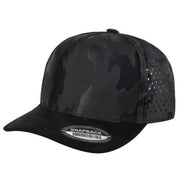 5panel Camo Crown W/ Laser Vented Back and Suede Bill Snapback Tccsl - BLACK - Burzip Wholesale
