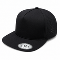 Black 533FL 5 panel laser perforated cap shown in flat bill presentation