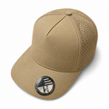 Khaki 533L wholesale 5 panel laser perforated adjustable blank snapback cap