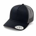 Black and Dark Grey 5 Panel Curved Bill Mesh Snapback Cap #5PCM