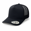 Black 5 Panel Curved Bill Mesh Snapback Cap #5PCM
