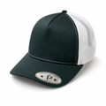 Dark Green and White 5 Panel Curved Bill Mesh Snapback Cap #5PCM