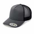Dark Grey and Black 5 Panel Curved Bill Mesh Snapback Cap #5PCM