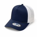 Navy and White 5 Panel Curved Bill Mesh Snapback Cap #5PCM