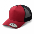 Wine and Black 5 Panel Curved Bill Mesh Snapback Cap #5PCM