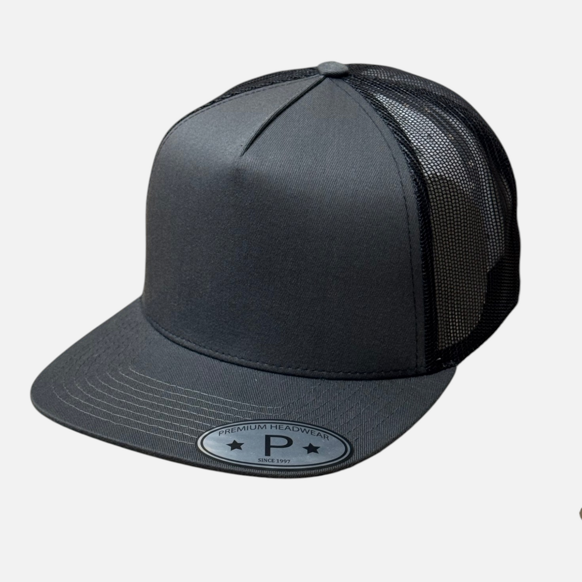 5 Panel High Profile Flat Bill Mesh Trucker Cap #5PFM
