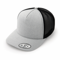 Heather Grey and Black 6 Panel High Profile Flat Bill Mesh Trucker Cap
