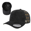 5Panel Suede Fabric Cap with Satin Gilding 5sstg - BLK/BLK/GOLD - Burzip Wholesale