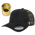 5Panel Suede Fabric Cap with Satin Gilding 5sstg - BLK/GOLD/GOLD - Burzip Wholesale