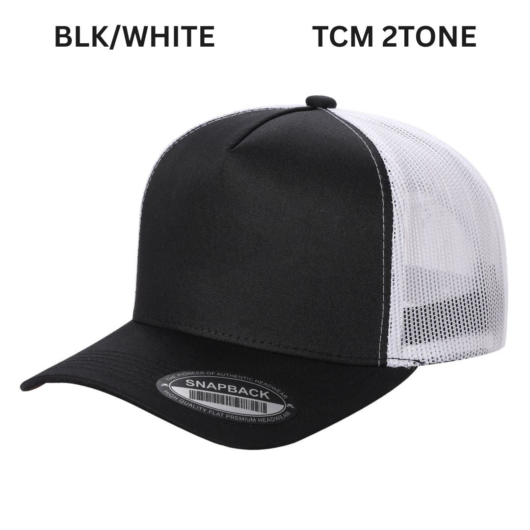 5panel Twill Crown Tracker Mesh Snapback 2tone 5trtm - BLK/CHARCOAL - Burzip Wholesale