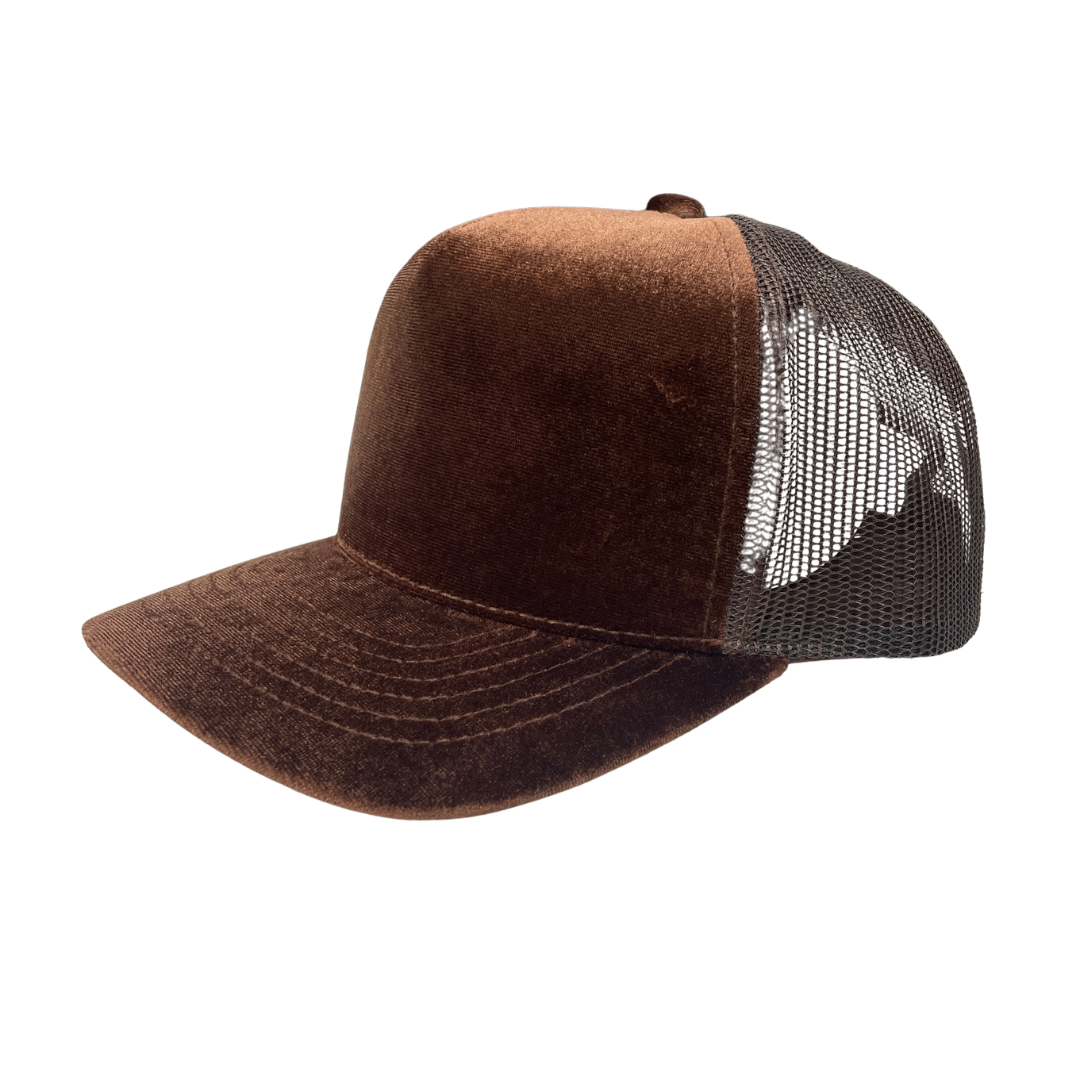 5panel Velvet W/mesh Back 5panel Cap Vvwy - BROWN - Burzip Wholesale