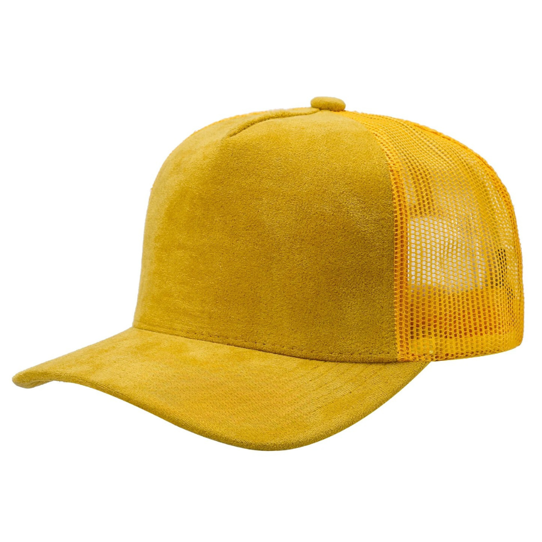 5Panel Suede Front Mesh Back Trucker Cap for Burning Art sum 520 - BABY PINK - Burzip Wholesale