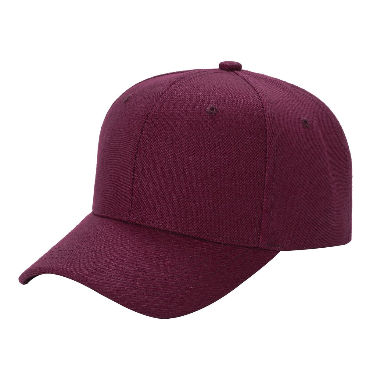 6 Panel CVC Plain Velcro Baseball Cap 600 in WINE - Style 600 | Burzip