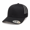 6 Panel Trucker mesh back Snapback Plain Cap #606M in BLACK - Style 6PCM | Burzip