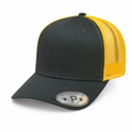 6 Panel Trucker mesh back Snapback Plain Cap #606M in D.GREEN-GOLD - Style 6PCM | Burzip