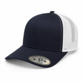 6 Panel Trucker mesh back Snapback Plain Cap #606M in NAVY-WHITE - Style 6PCM | Burzip