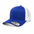 6 Panel Trucker mesh back Snapback Plain Cap #606M in ROYAL-WHITE - Style 6PCM | Burzip