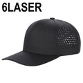 6panel Laser Performance Cap Adjustable Snap Back Hat 6laser - BLK - Burzip Wholesale